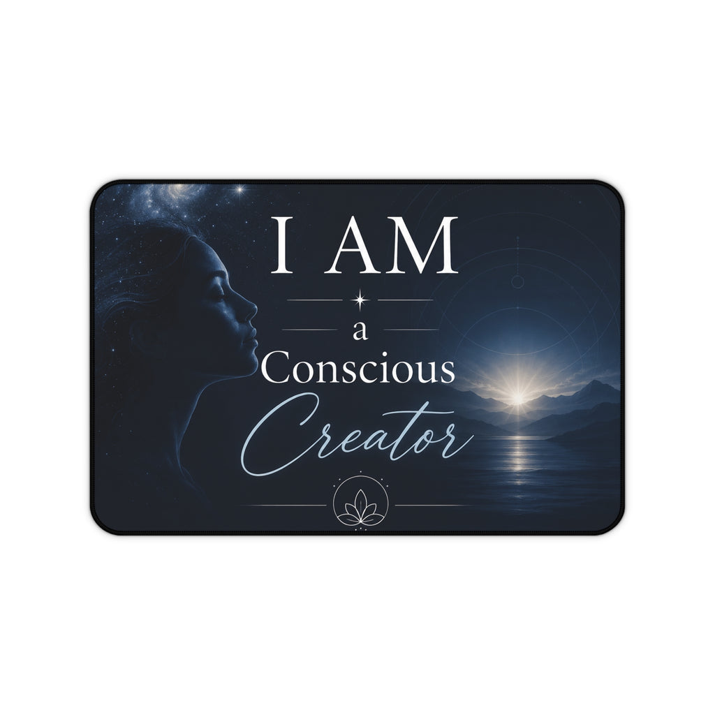 Desk Mat — "I AM a Conscious Creator" Inspirational Galaxy Desk Mat