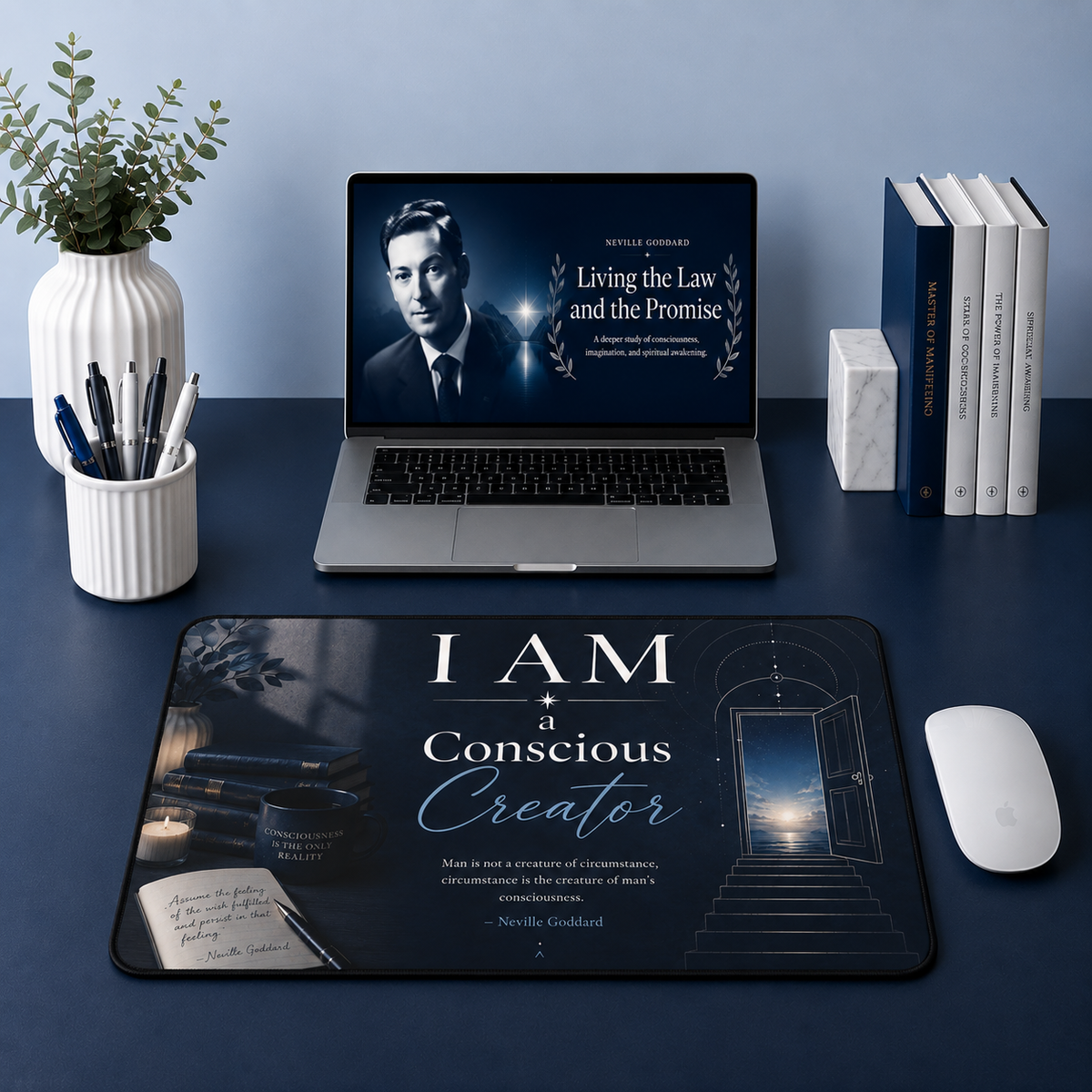 Desk Mat - "I AM a Conscious Creator" Inspirational Office Mouse Pad