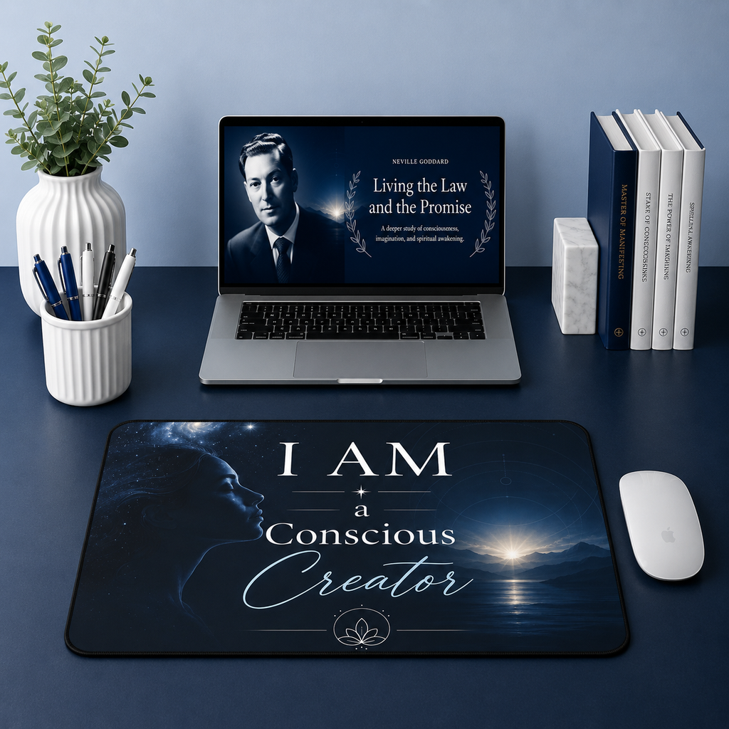 Desk Mat — "I AM a Conscious Creator" Inspirational Galaxy Desk Mat