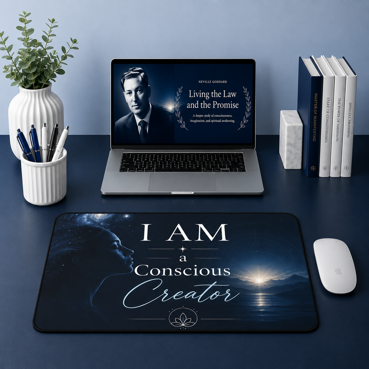 Desk Mat — "I AM a Conscious Creator" Inspirational Galaxy Desk Mat