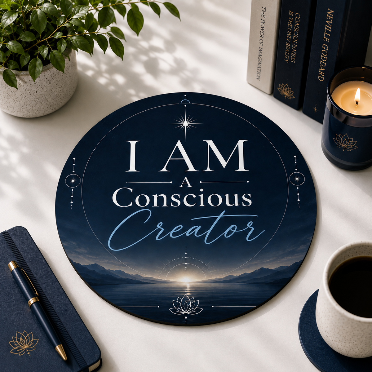 I AM a Conscious Creator Round Mouse Pad