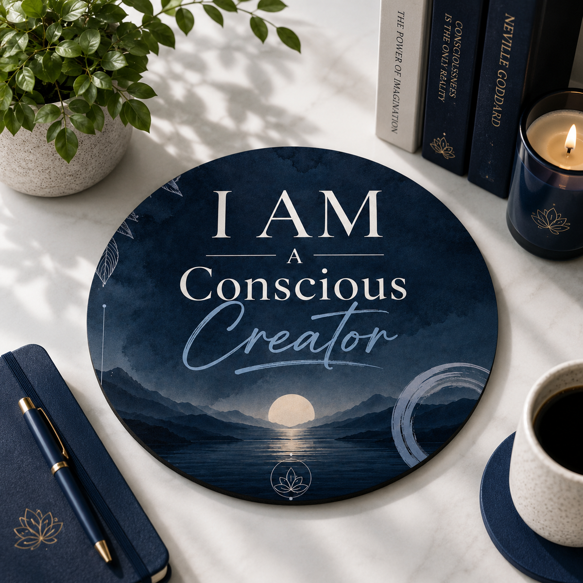 I Am a Conscious Creator Round Mouse Pad