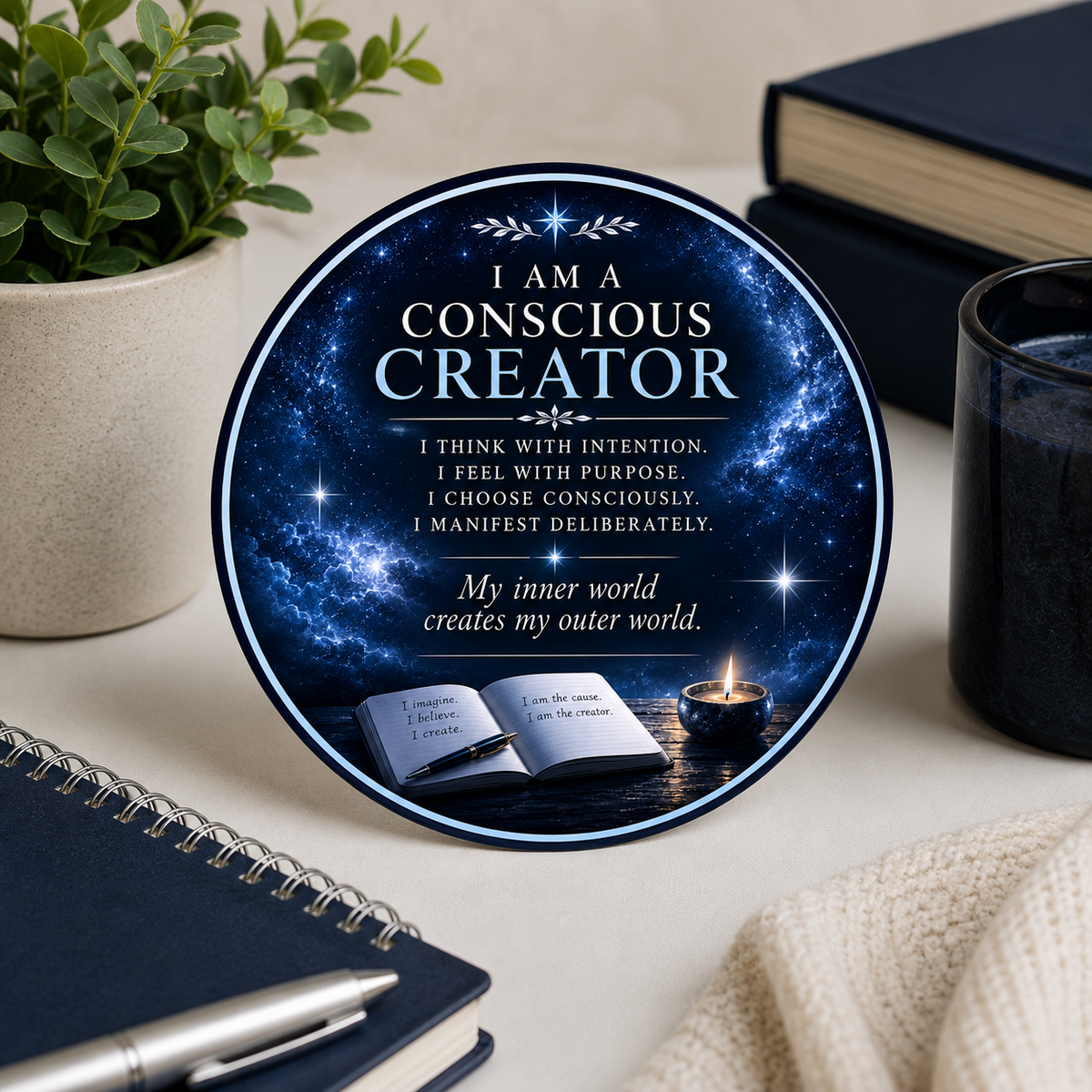I AM a Conscious Creator Sticker (Journal & Candle Design)